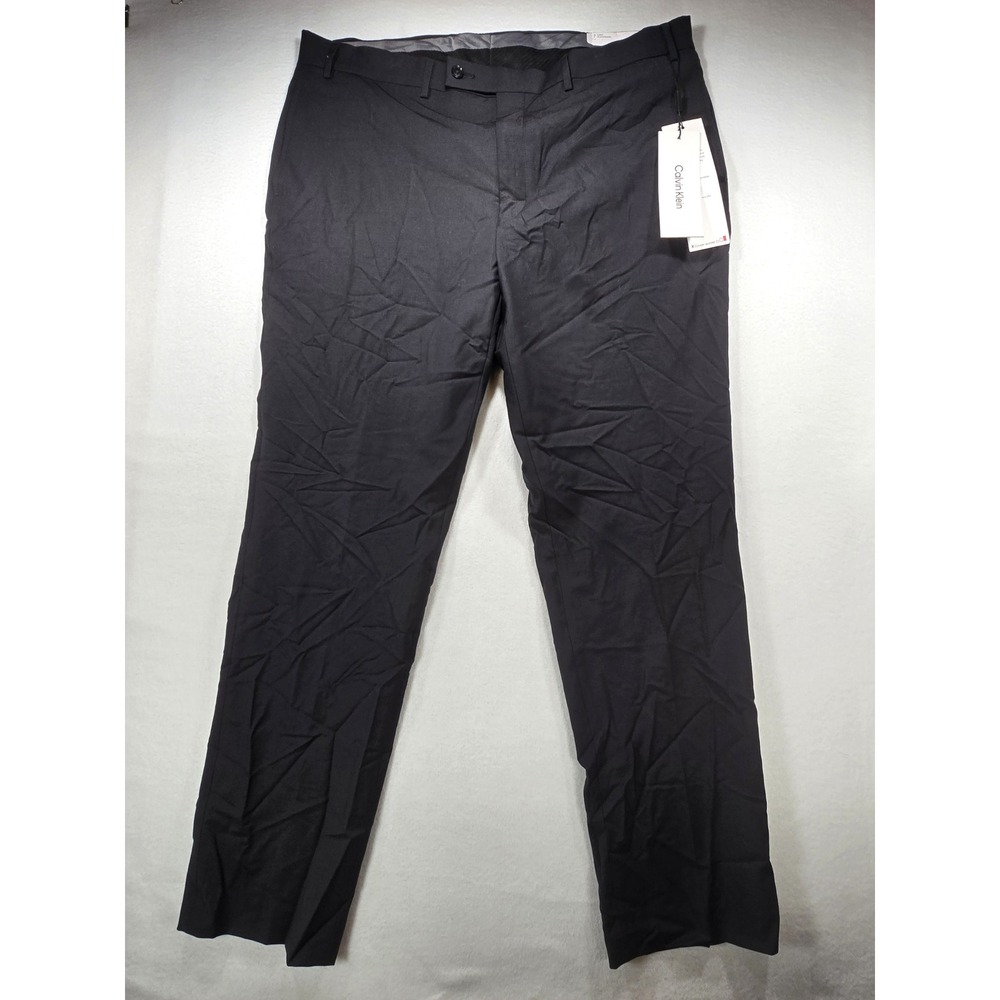 Calvin Klein X Slim Fit Wool Blend Stretch Dress Pants Black 40W x 32L NWT